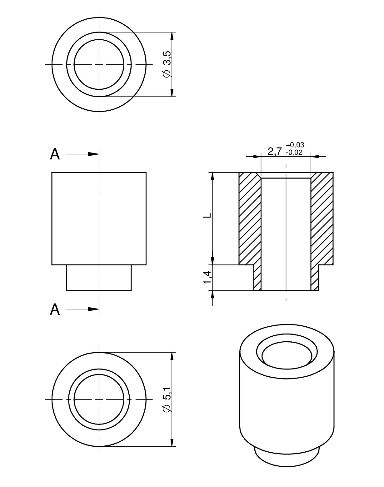 WA-SMST SMT Steel Spacer with through hole Ø 2.7 | Electromechanical ...