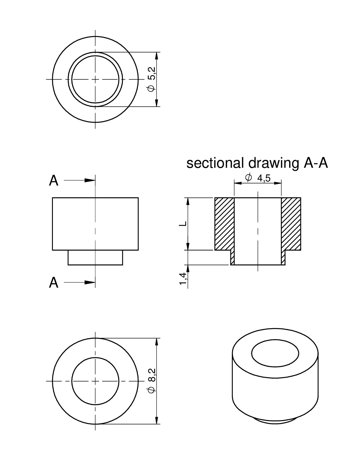 WA-SMST Steel Spacer with through hole Ø 4.5 | Electromechanical ...