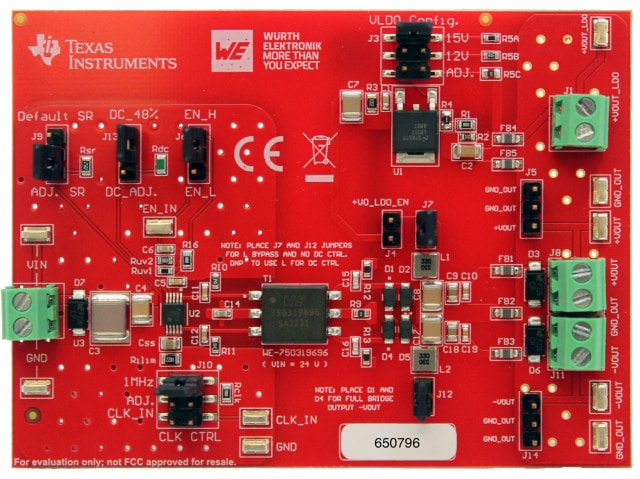 Platine-1: 650796 (festes Design zugeschnitten auf Würth Elektronik Transformer 750319696)