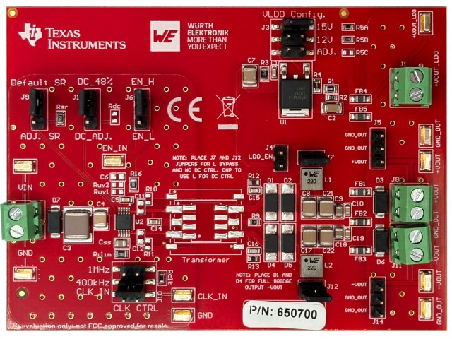 Board-2: 650700 (konfigurierbares Design ermöglicht die Evaluierung verschiedener Transformatoren und Spezifikationen)