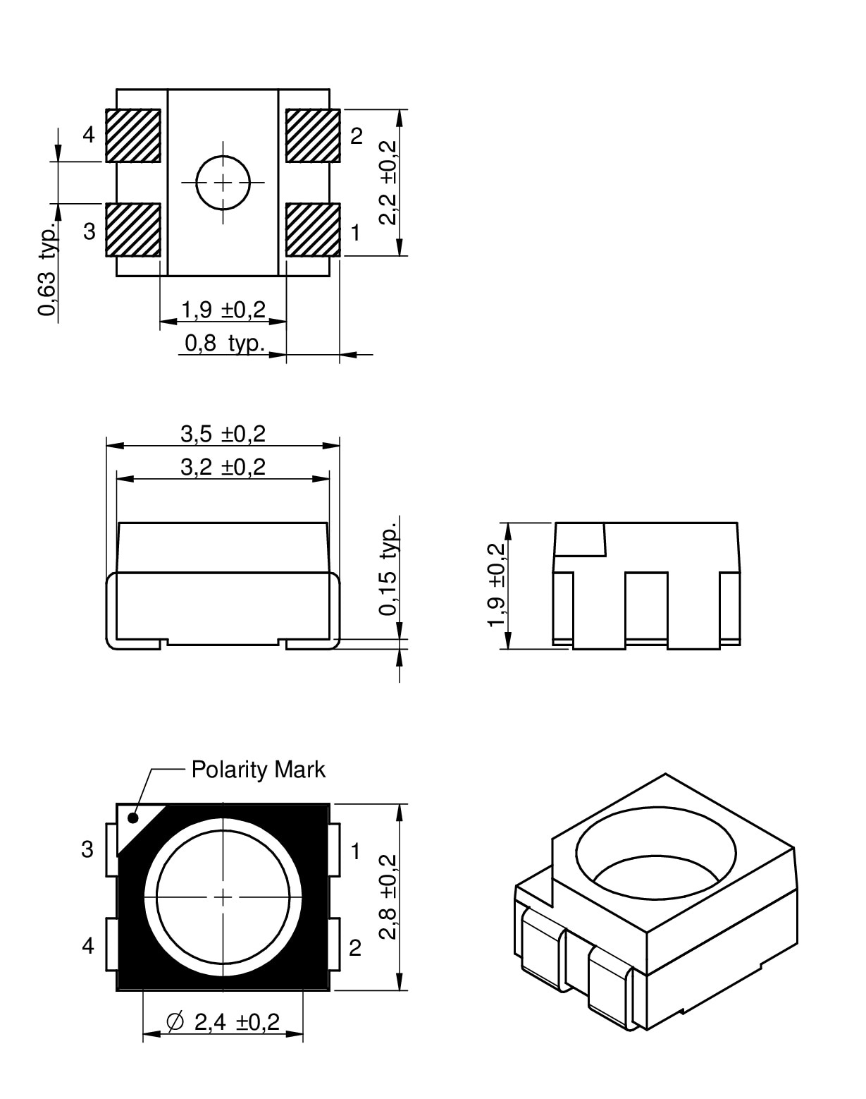 WL-SBTW SMT Bi-color TOP LED Waterclear | Optoelectronic Components ...