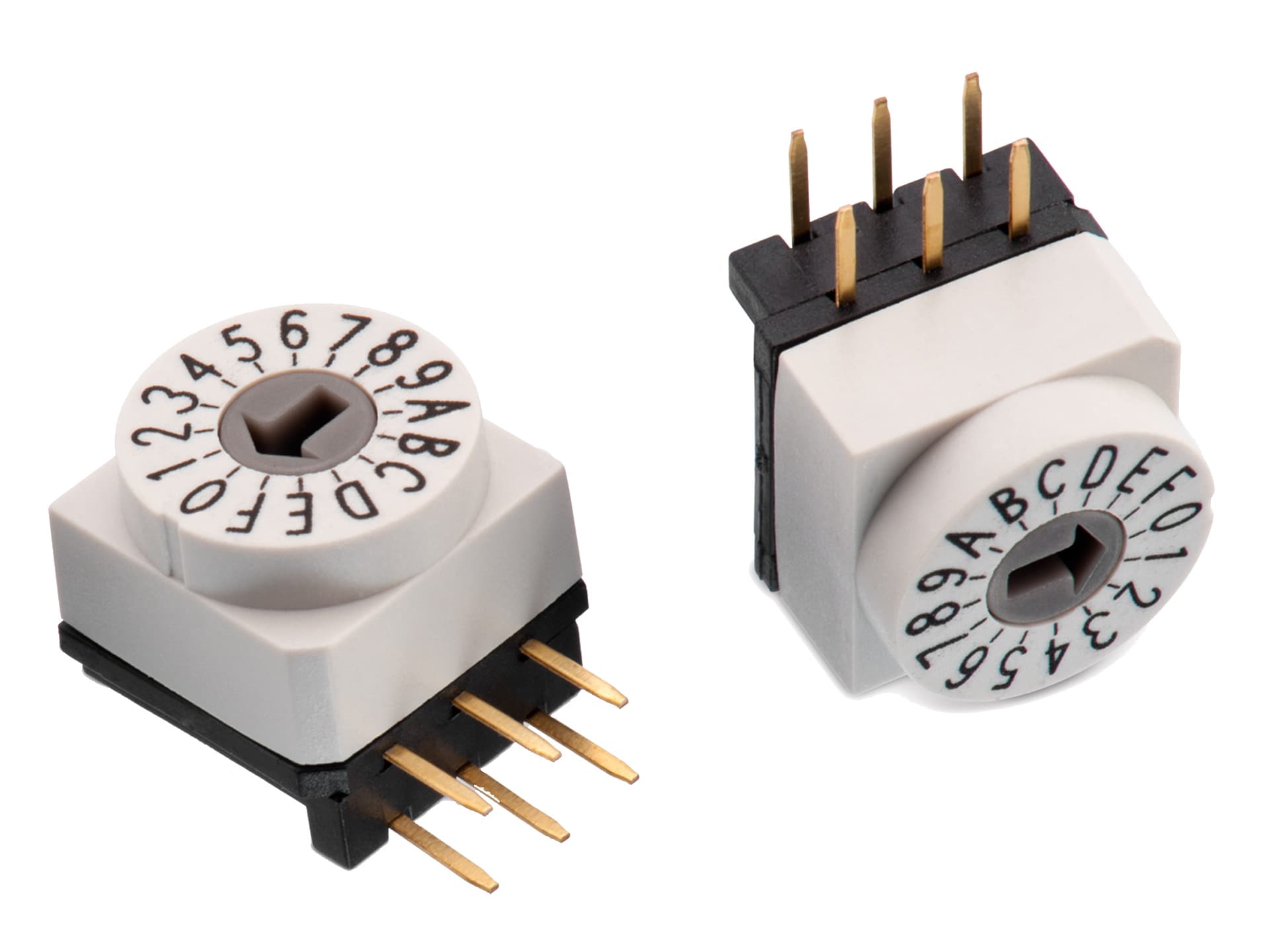 WS-ROTU THT Rotary Switch Right Angled with Arrow Type Actuator, 2.54 mm  Pitch, 10x10 mm, Electromechanical Components