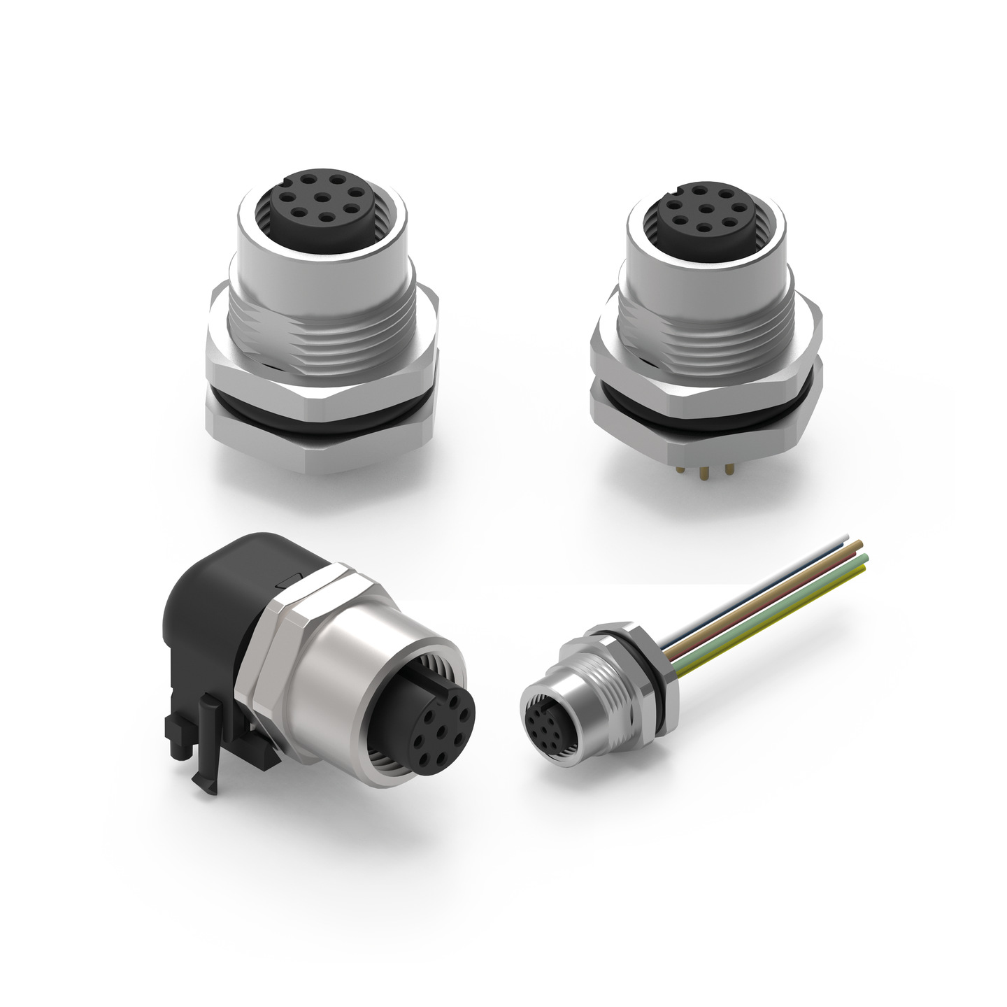 WR-CIRCM12 Screw Mating Panel Female Metal Shell