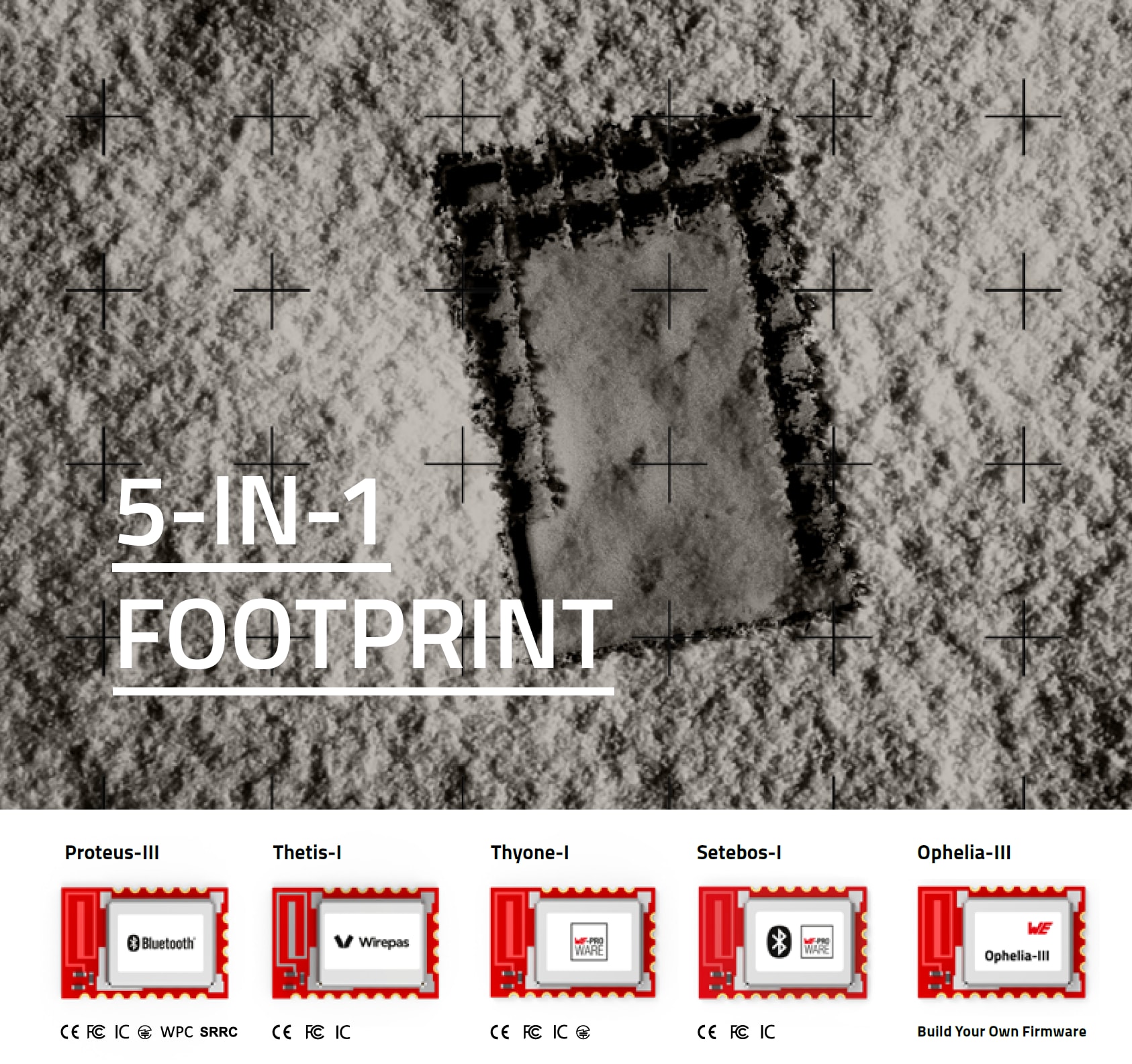 Exchangeability 2.4 GHz Footprint on the moon with radio module