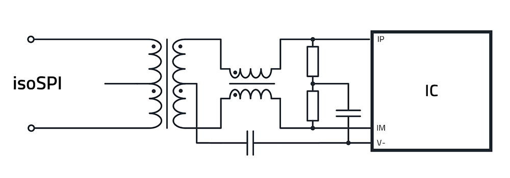 WE-BMS Transformer Center Tab Graph that explains the isoSPI and SPI relation with a middle pin